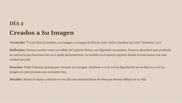 Día 2 de oración: Creados a Su Imagen